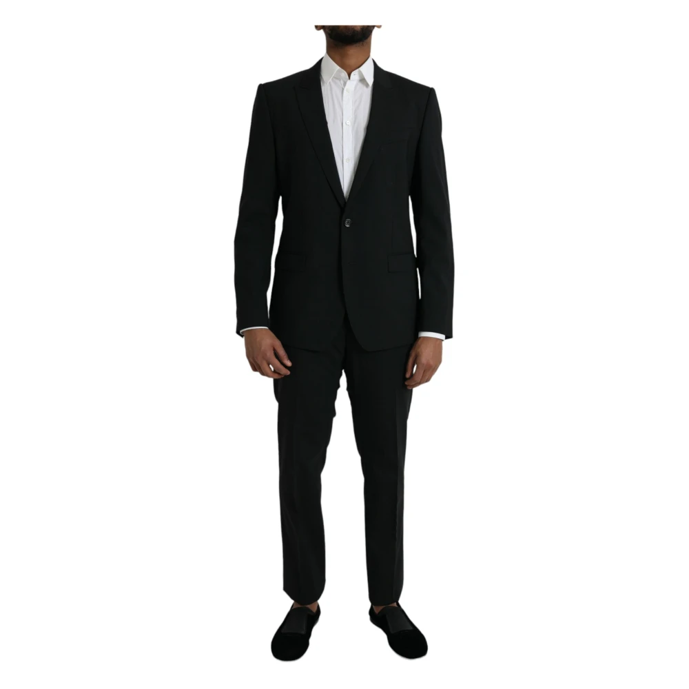 Dolce & Gabbana Hombre Negro - Traje Formal De Lana Negra Martini - Suits - S