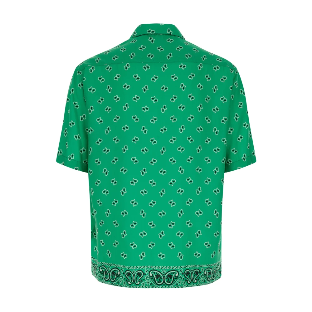 Palm Angels Paisley Print Cuban Collar Shirt Beige Heren