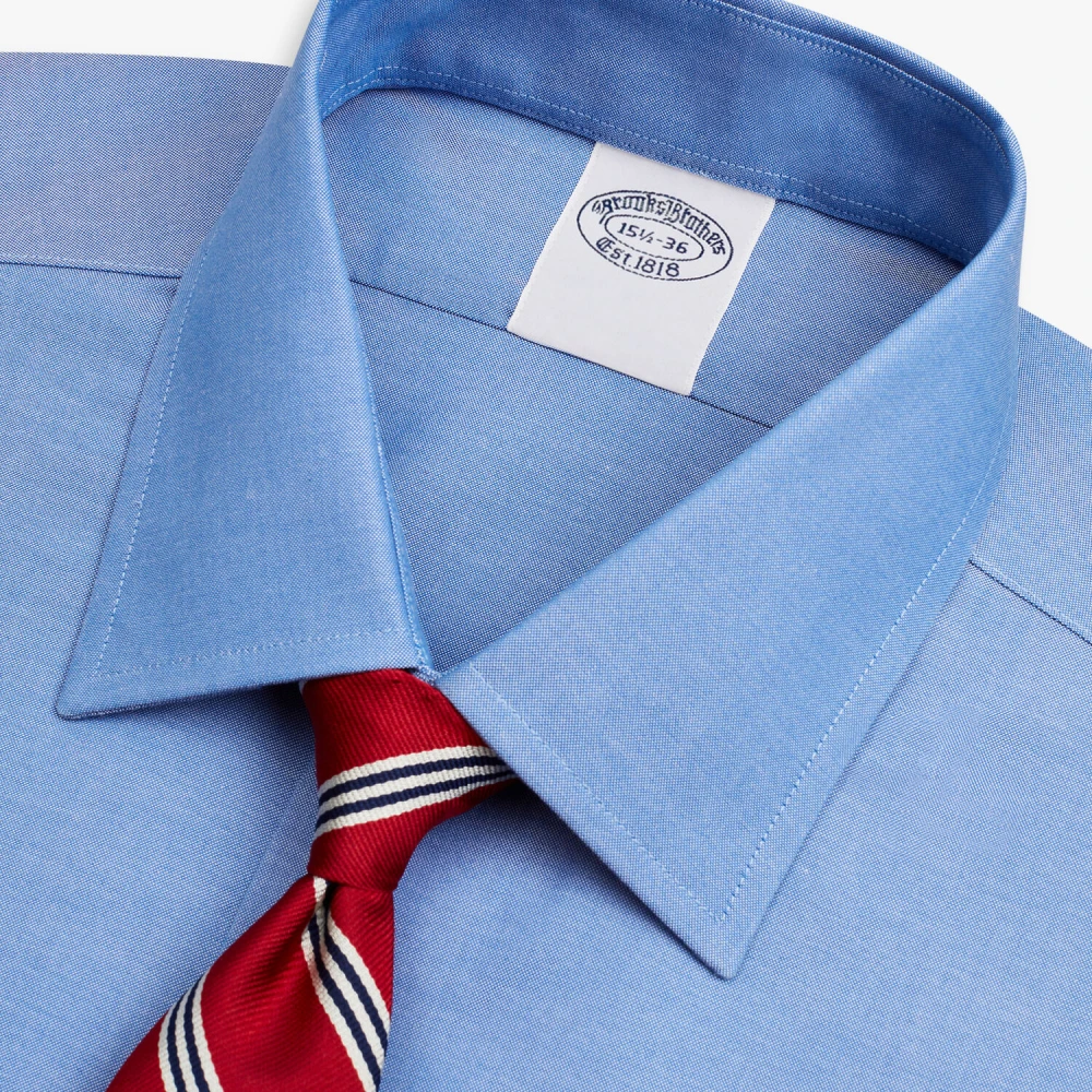 Brooks Brothers Blauw Slim Fit Non-Iron Stretch Supima Katoen Pinpoint Oxford Overhemd met Ainsley Kraag Blue Heren