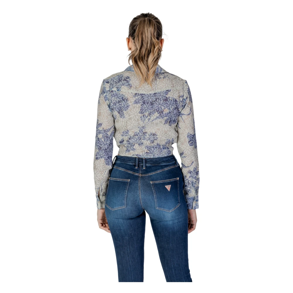 Guess Blauwe Bloemen Button-Up Shirt Blue Dames