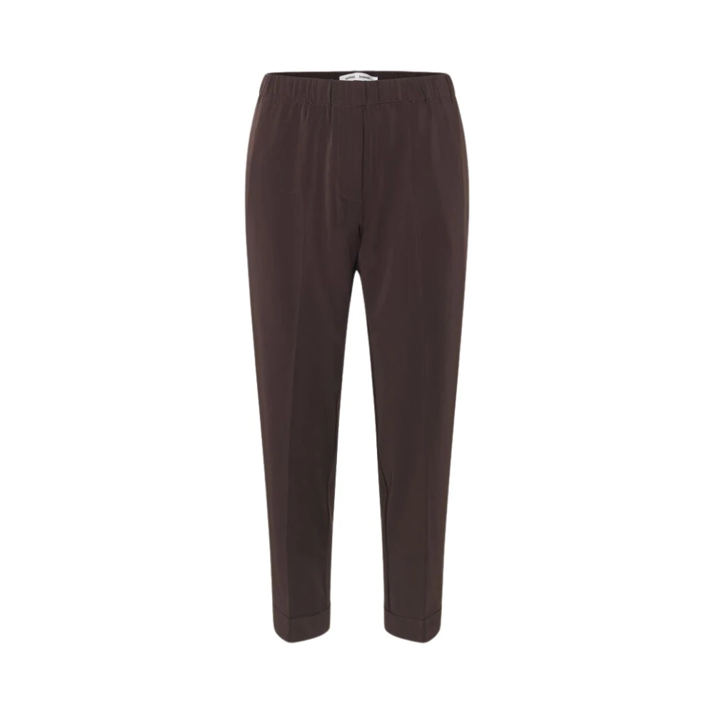 Samsøe Getailleerde Geweven Broek met Elastische Taille Brown Dames