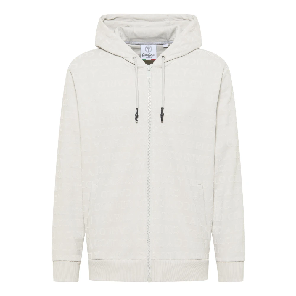 Carlo Colucci Men's Gray Stylish Hoodie Jacket - Zip-Throughs - 2XL - Sweatshirts & Hoodies