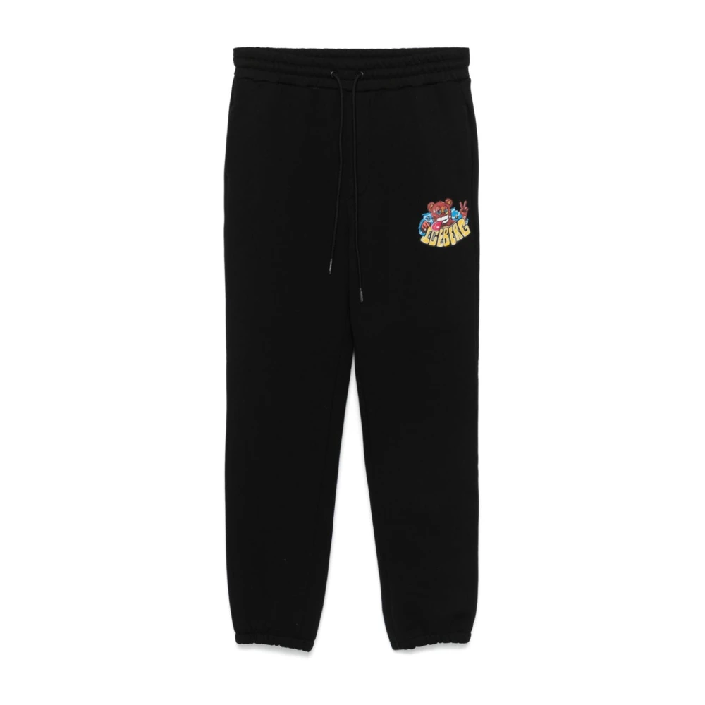 Iceberg Zwarte Jersey Broek met Elastische Tailleband Black Heren