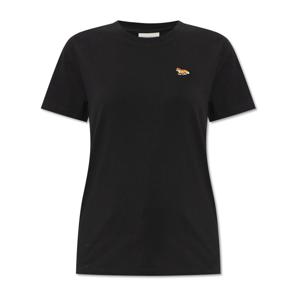 Maison Kitsuné T-shirt met logo Black Dames