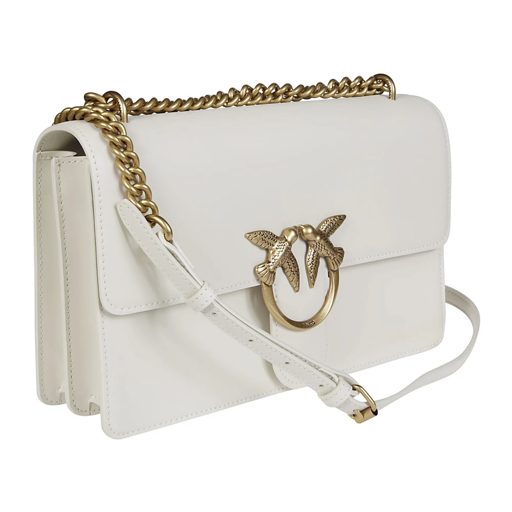 pinko Klassieke Vitello Love One Handtas White Dames