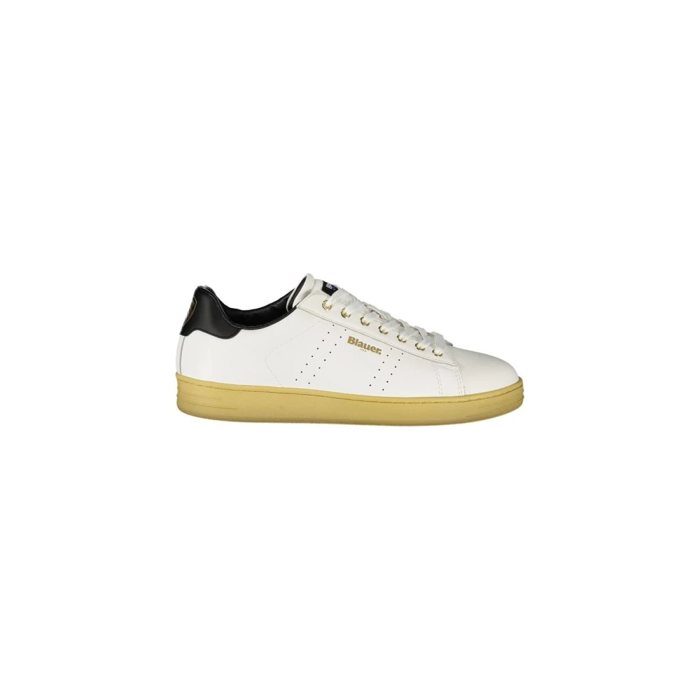 Blauer Vit Lyxiga Lädersneakers