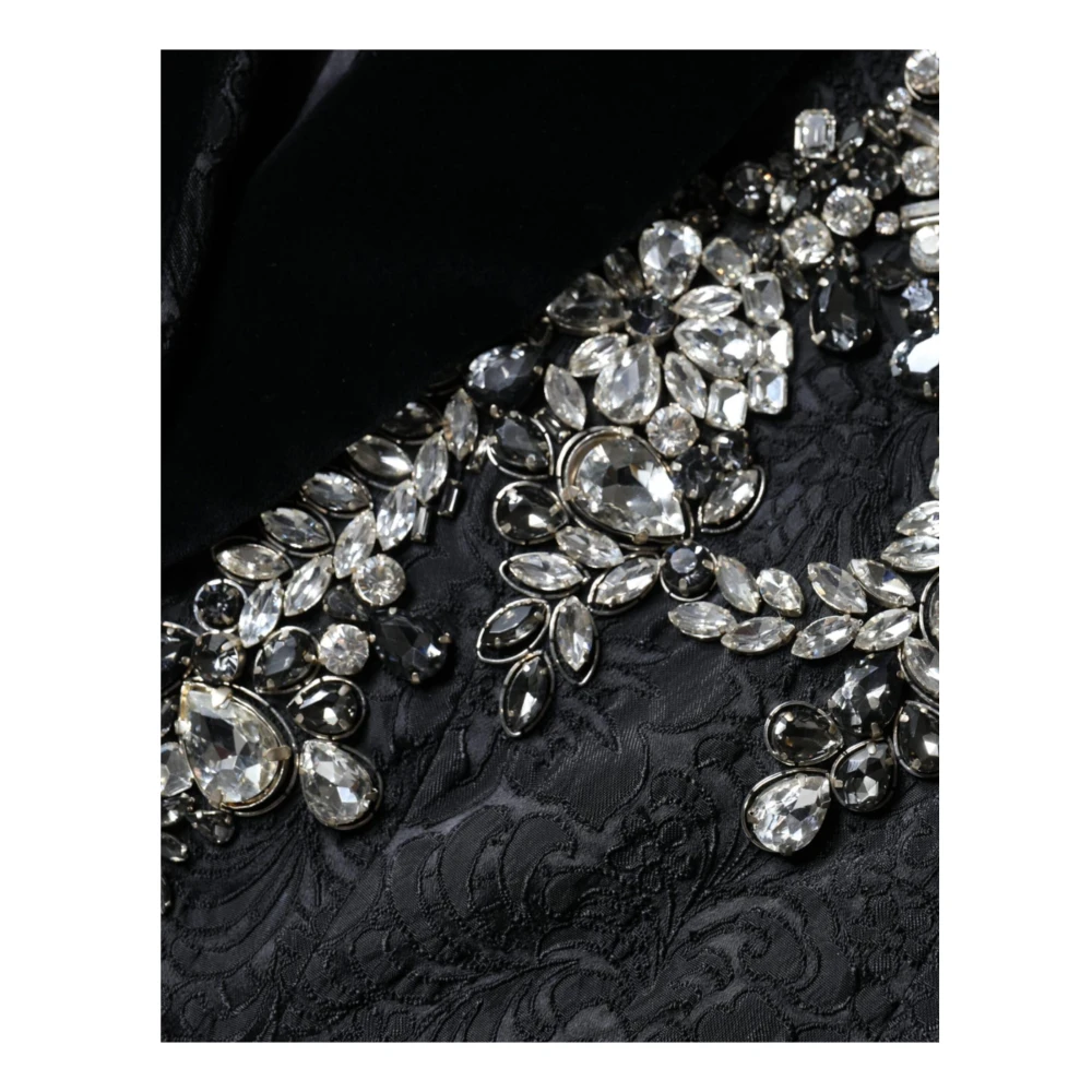 Dolce & Gabbana Kristallen bloemenblazer met zijden voering Black Dames