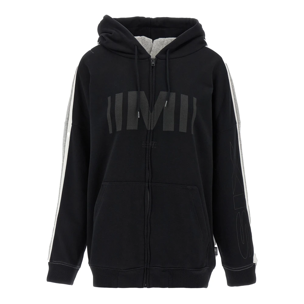Mm6 Maison Margiela Women's Multicolor Zip-Throughs, S, Double Front Hoodie