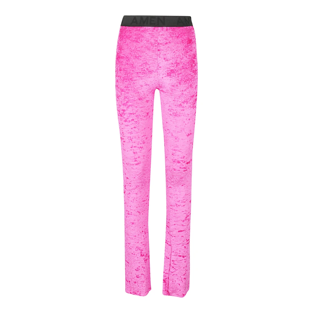 Amen Crush Velvet Leggings Pink Dames