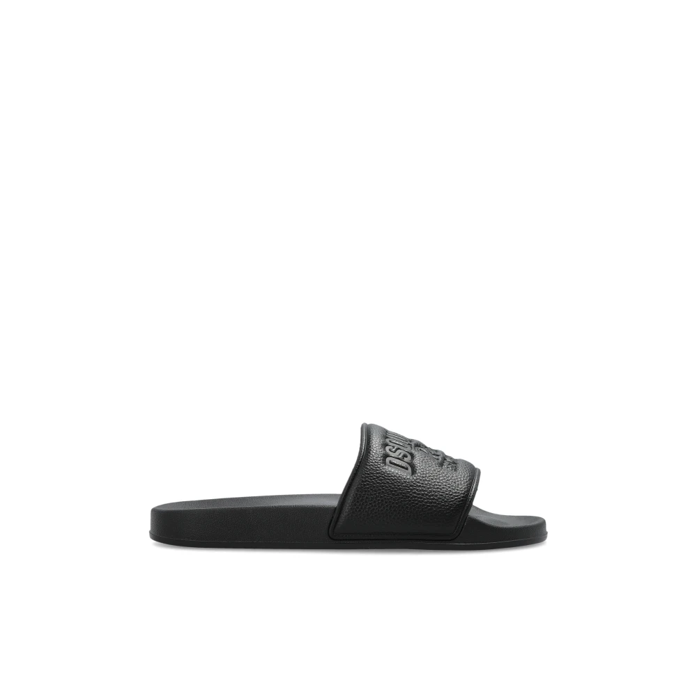 Dsquared2 Men's Black Logo Slides - Sliders - 7 Uk - Shoes