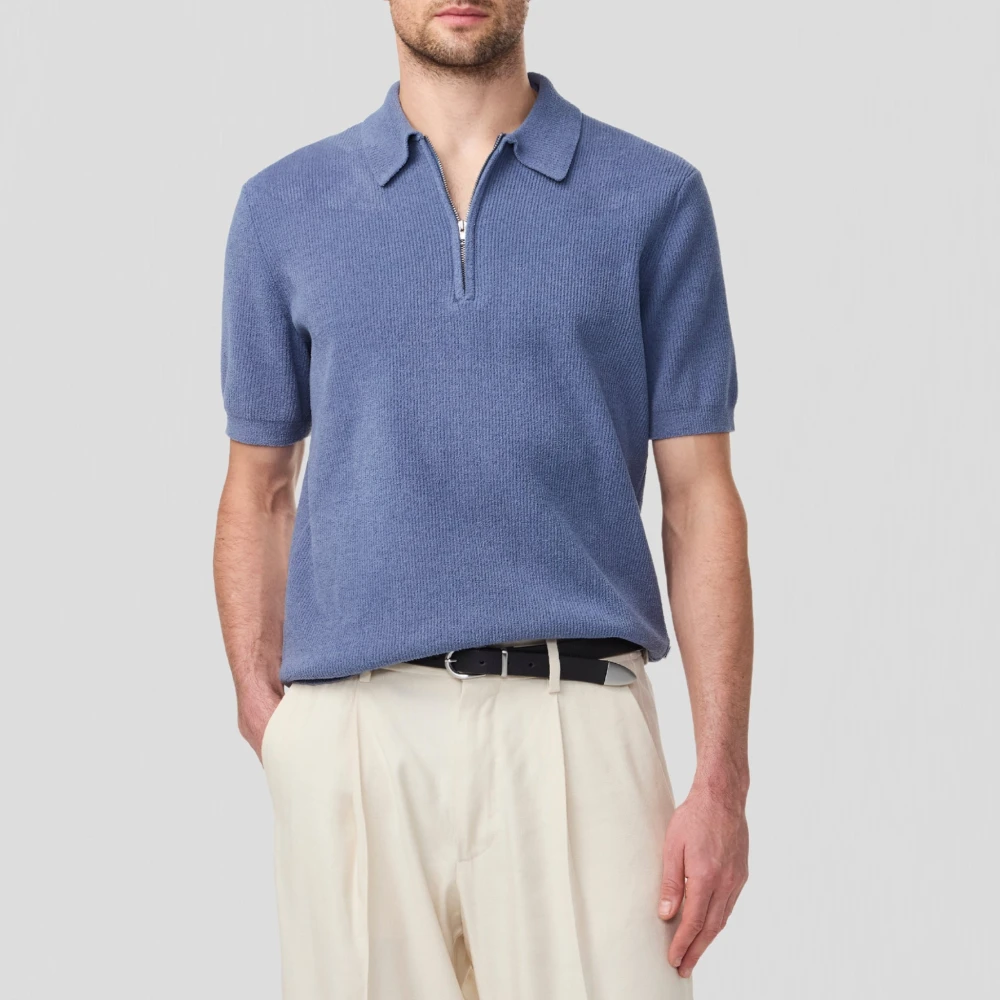 Nn07 Ritssluiting Polo Gebreid Beringzee Blue Heren