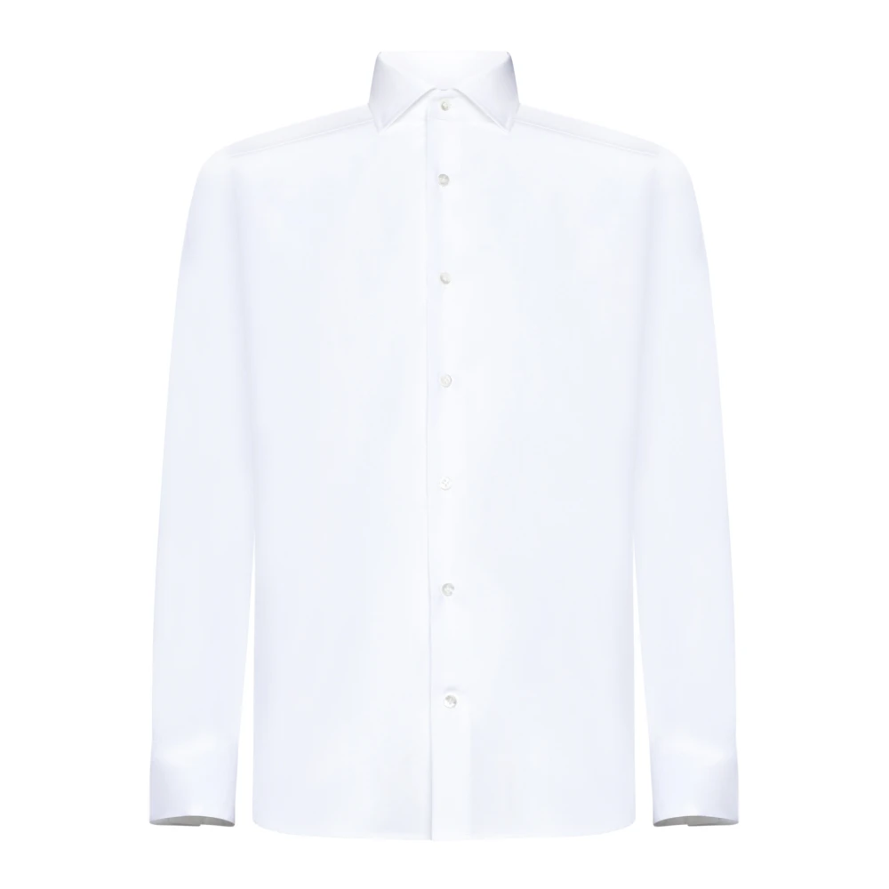 D4.0 Poplin Texture White Shirt White Heren