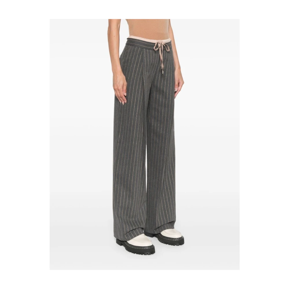 Ermanno Scervino Gestreepte Broek Antraciet Kameel Gray Dames