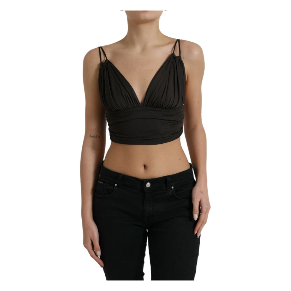Dolce & Gabbana Women's Brown Sleeveless Cropped Tank Top