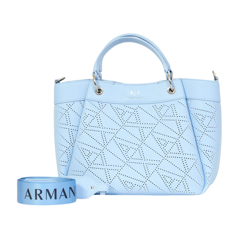 Armani Exchange Blauwe Gehamerde Shopper Tas Blue Dames