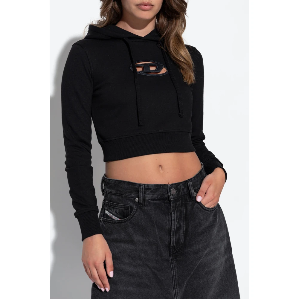 Diesel Sweatshirt met F-Slimmy-Hood-Od logo Black Dames