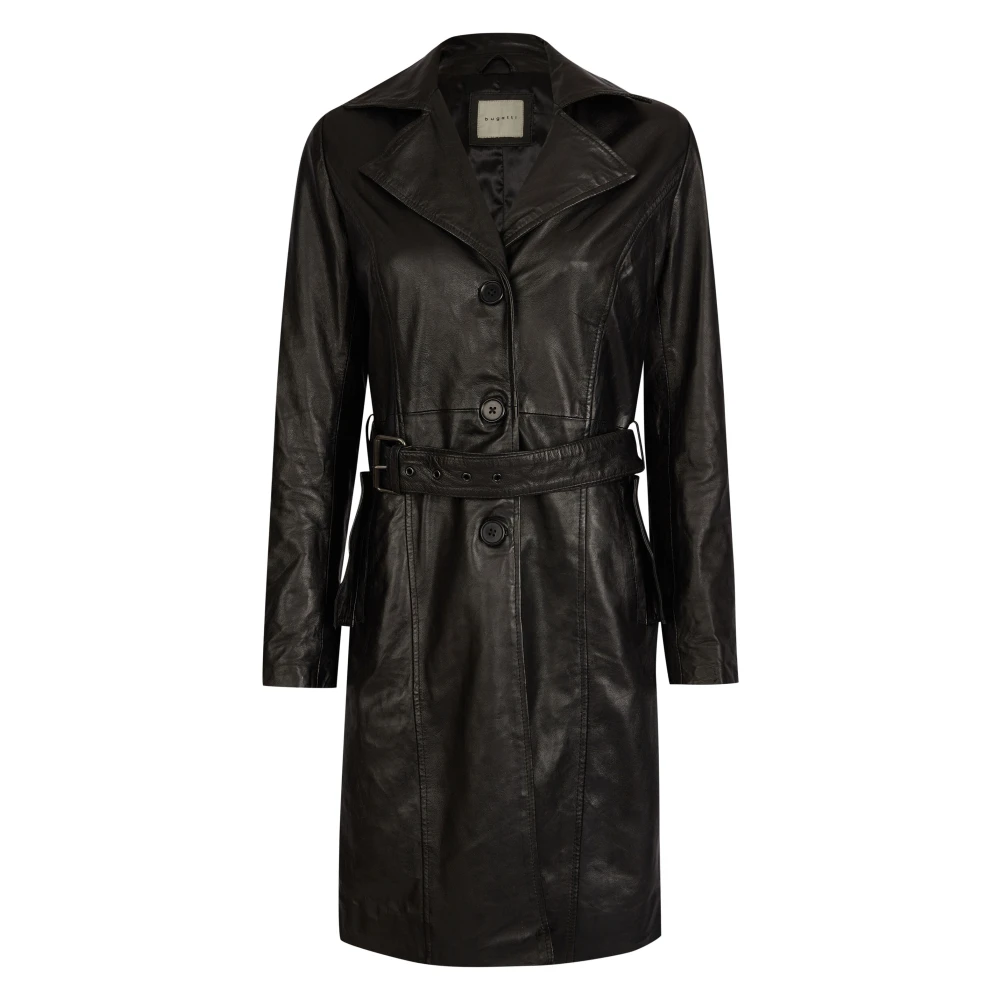 Bugatti Elegante leren jas met riem Black Dames
