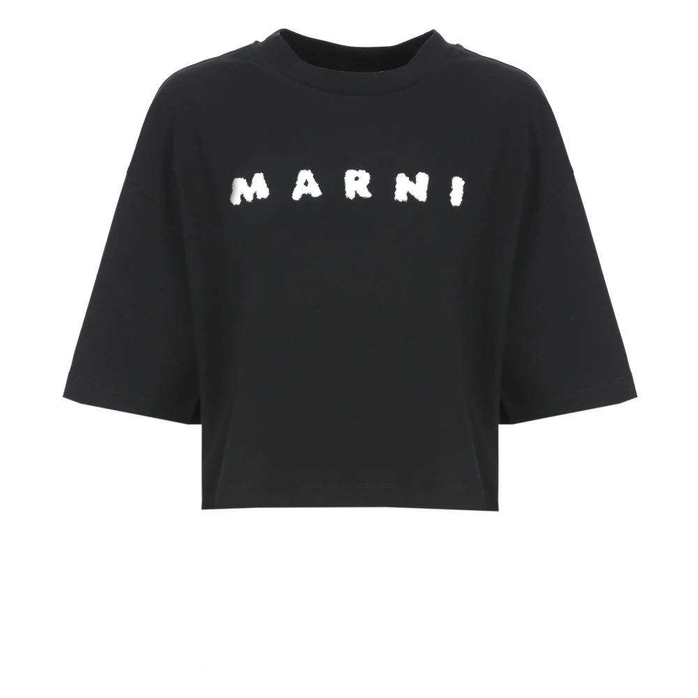 Marni Women's Black T-Shirts, Xs, Logo T-Shirt