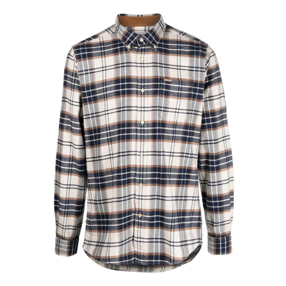 Barbour Geruite Katoenen Overhemd Beige Navy Beige Heren