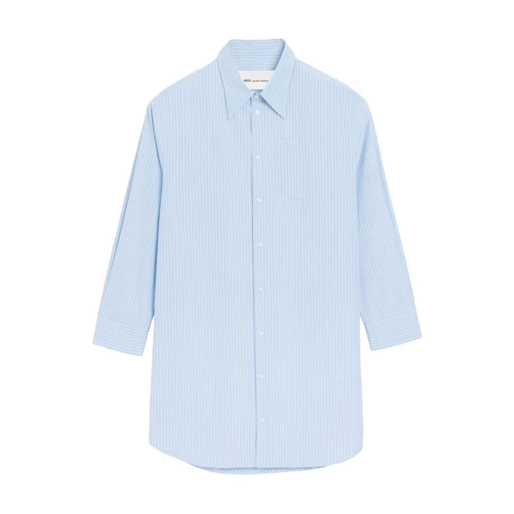 Ami Paris Blue Casual Shirts, Male, Xs, Ami De Cœur Wide Shirt Dress