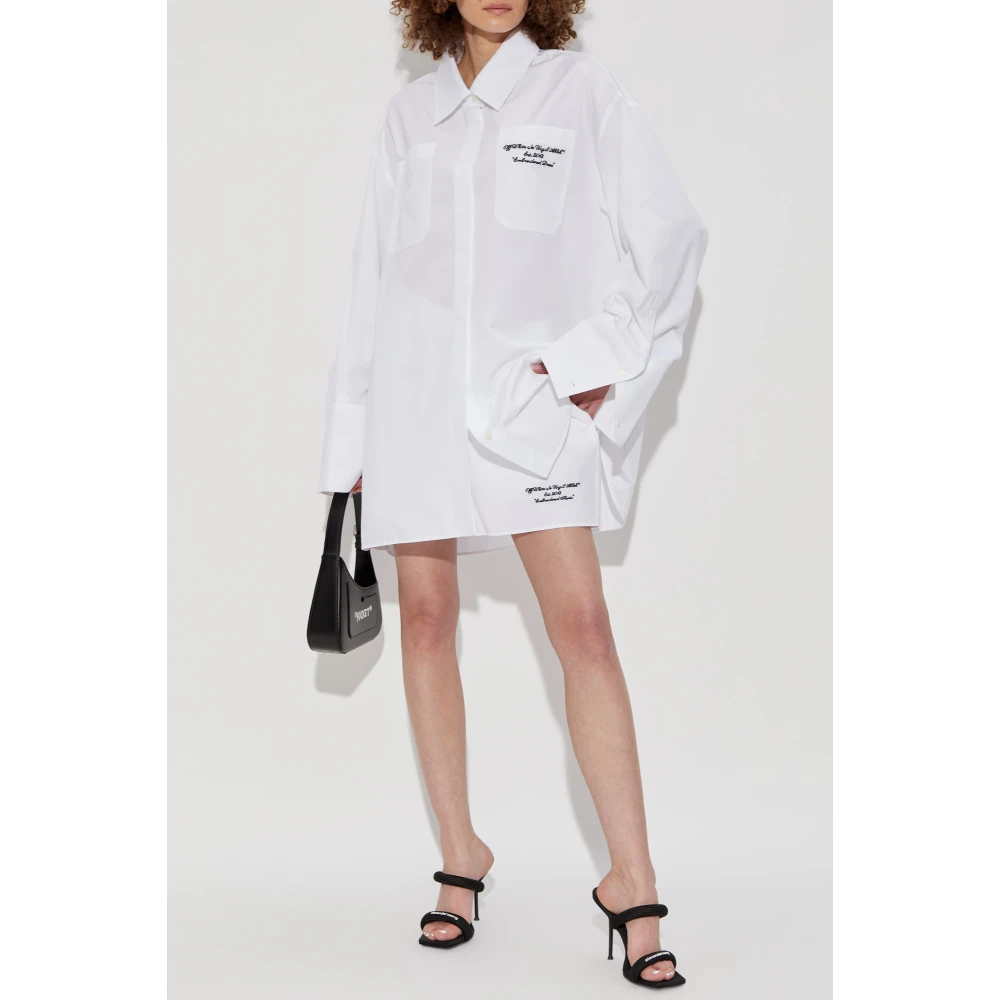 Off White Overhemdjurk met zakken White Dames
