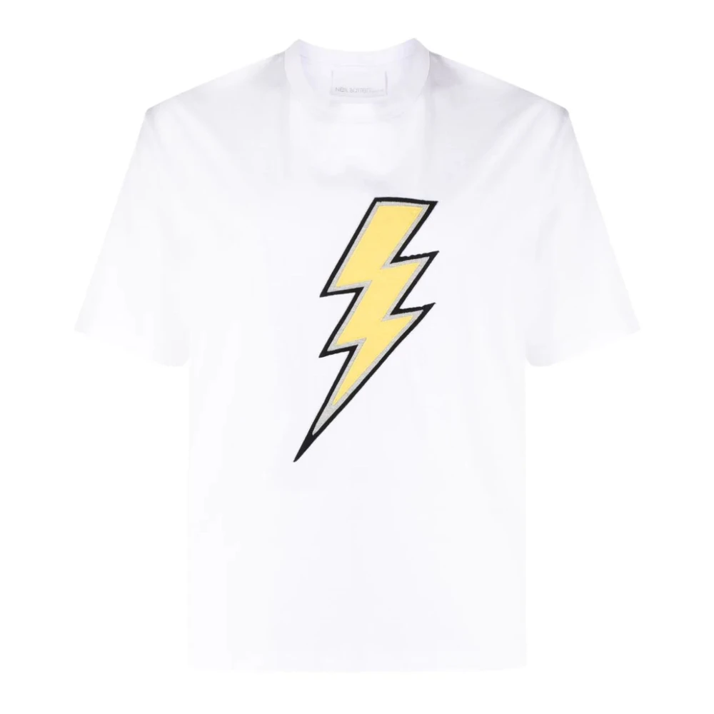 Neil Barrett Witte Thunderbolt Print T-shirt White Heren