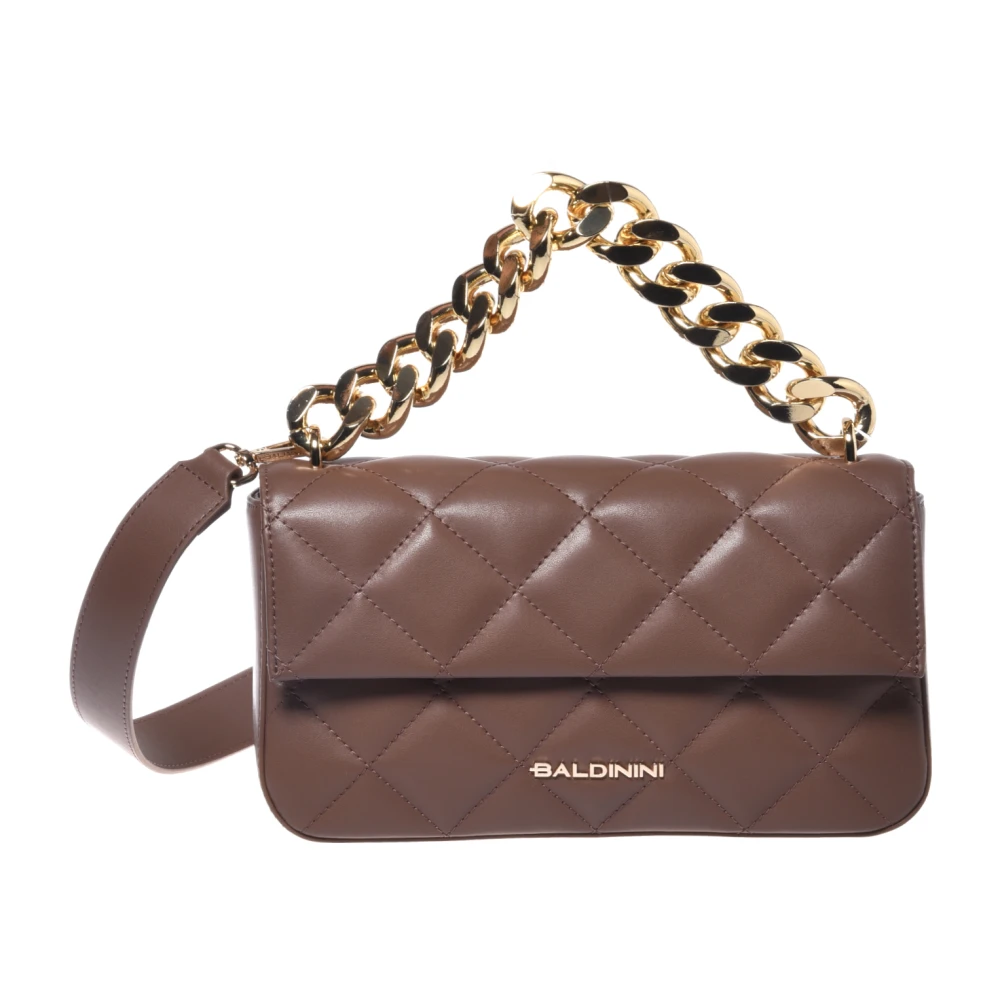 Baldinini Women's Brown Taupe Quilted Leather Shoulder Bag - Handbags - One Size - Bags