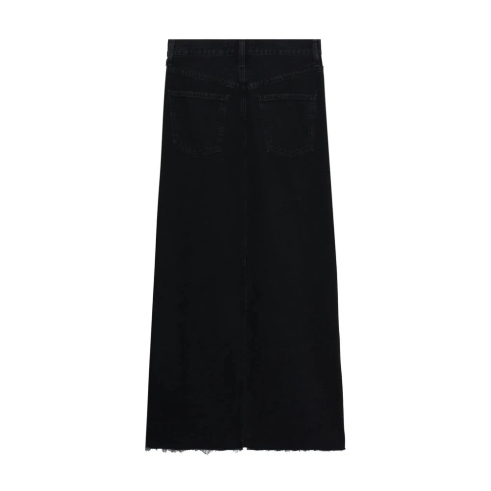Agolde Zwarte denim rok met rafelige zoom Black Dames