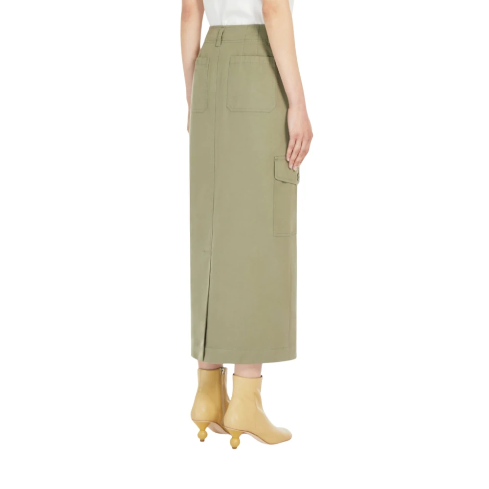 Max Mara Canvas Katoen Calais Rok Salie Green Dames