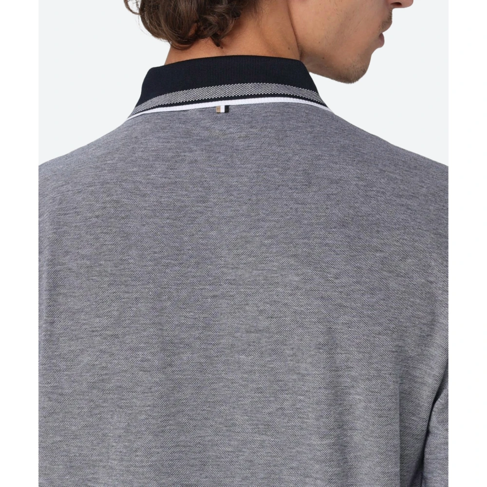 Hugo Boss Lange mouw katoenen poloshirt Blue Heren