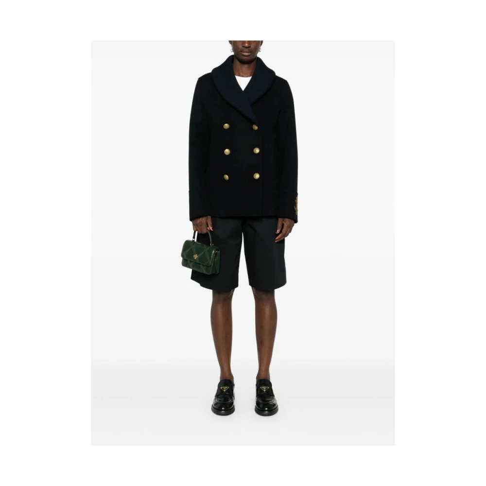 Sealup Navy Blue Wol-Kasjmier Jas Blue Dames
