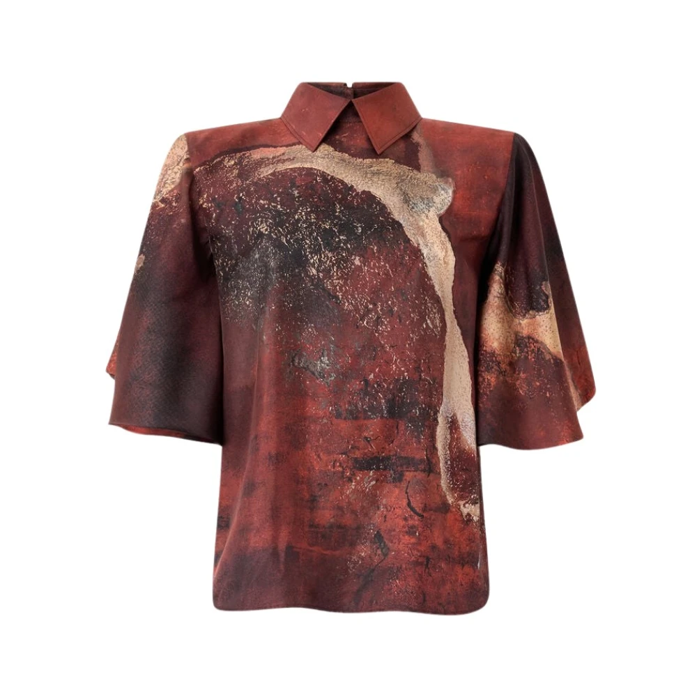 Roberto Cavalli Silk Shirt With Marble Print - Female - Blouses - Multicolor - Xs - Blouses & Shirts