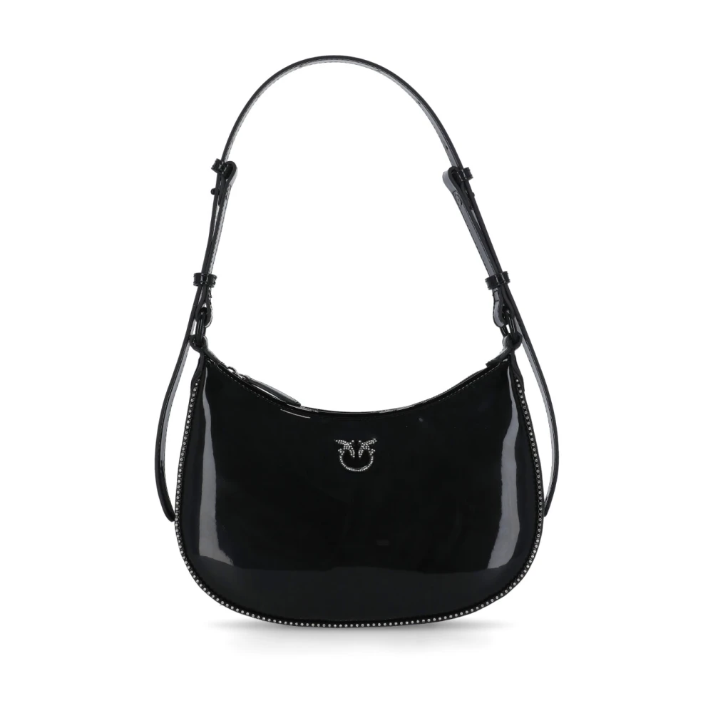 pinko Zwarte leren schoudertas voor vrouw Black Dames