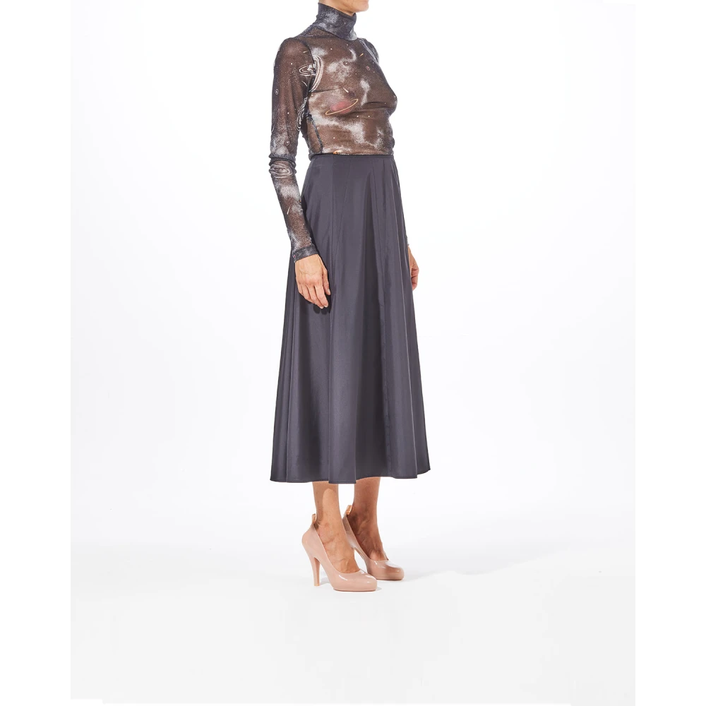 Moschino Zwarte Taffeta Lange Rok Black Dames