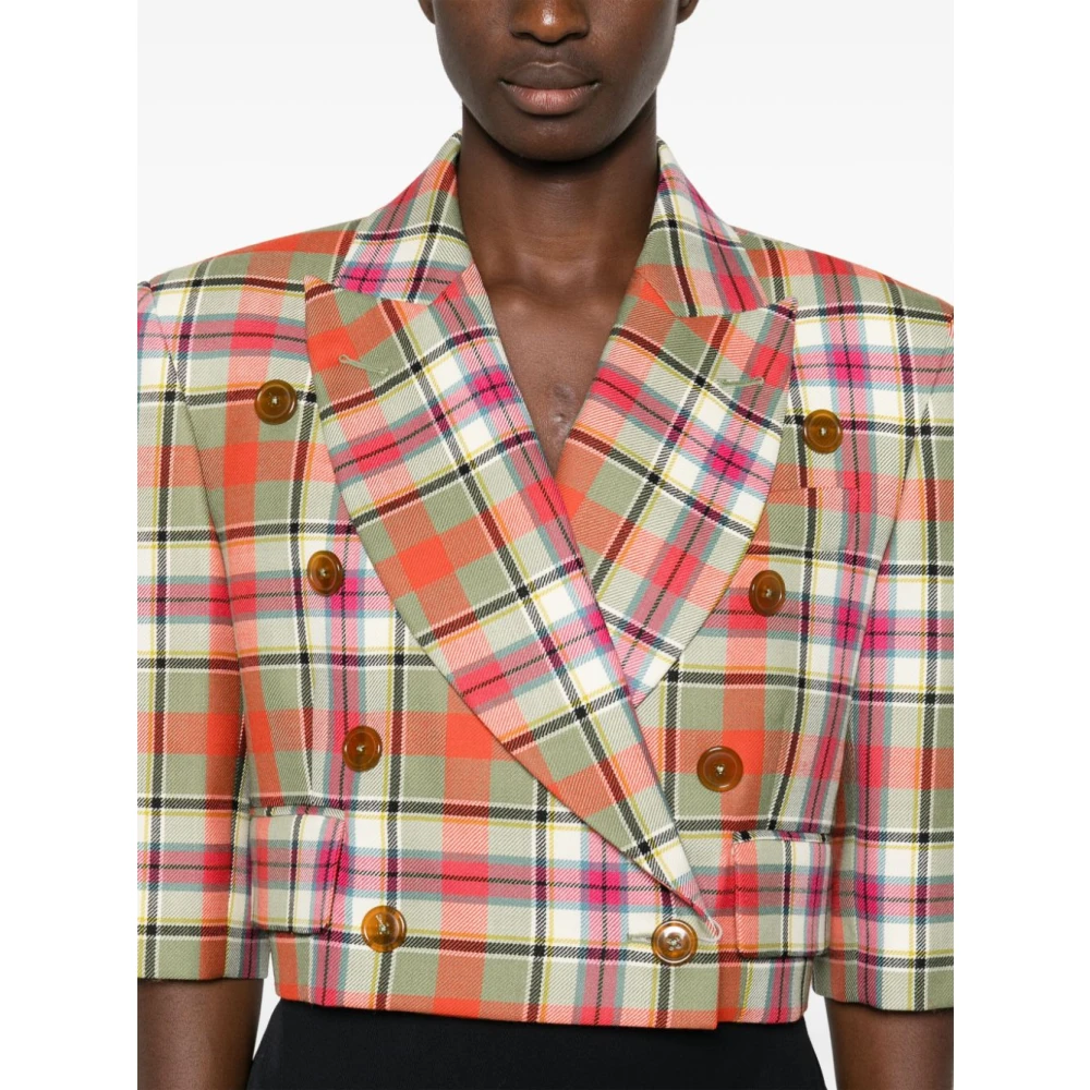 Vivienne Westwood Geruite Patroon Wollen Jas Groen Multikleur Multicolor Dames