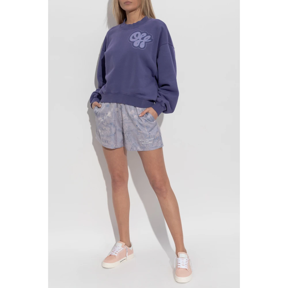 Off White Sweatshirt met logo Blue Dames