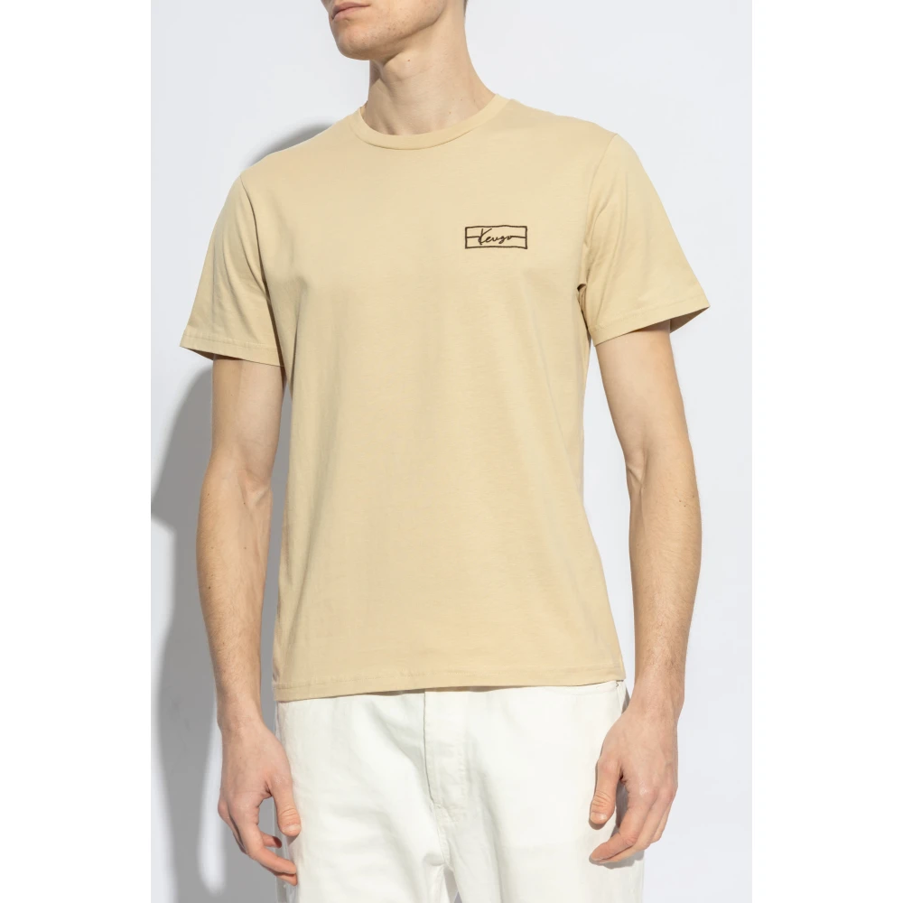 Kenzo T-shirt met logo Beige Heren