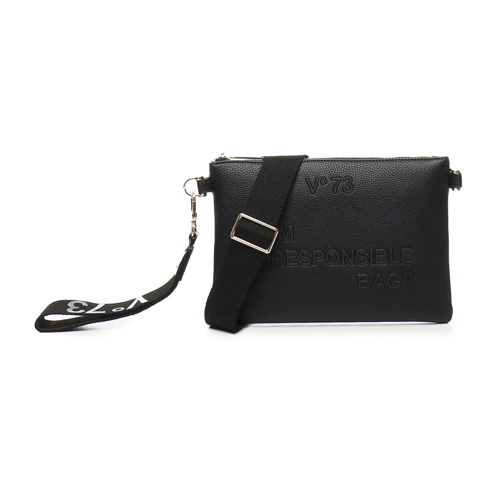 V73 Women's Black Shoulder Bag With Zip Closure - Cross Body Bags - One Size - Bags