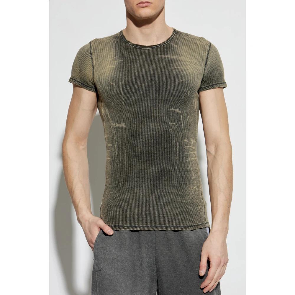 Diesel Geribbelde top T-Hans Gray Unisex