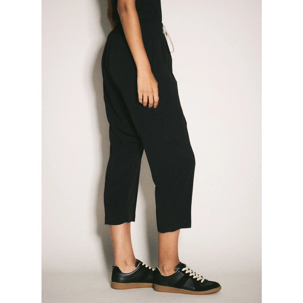 Rick Owens Stain Weave Cropped Broek met Trekkoord Black Dames