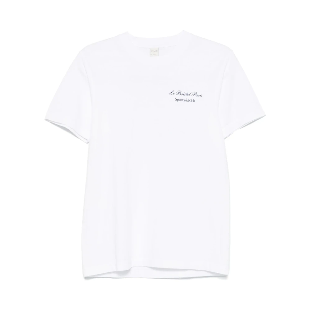 Sporty & Rich Wit Logo Print Crew Neck T-shirt White Dames