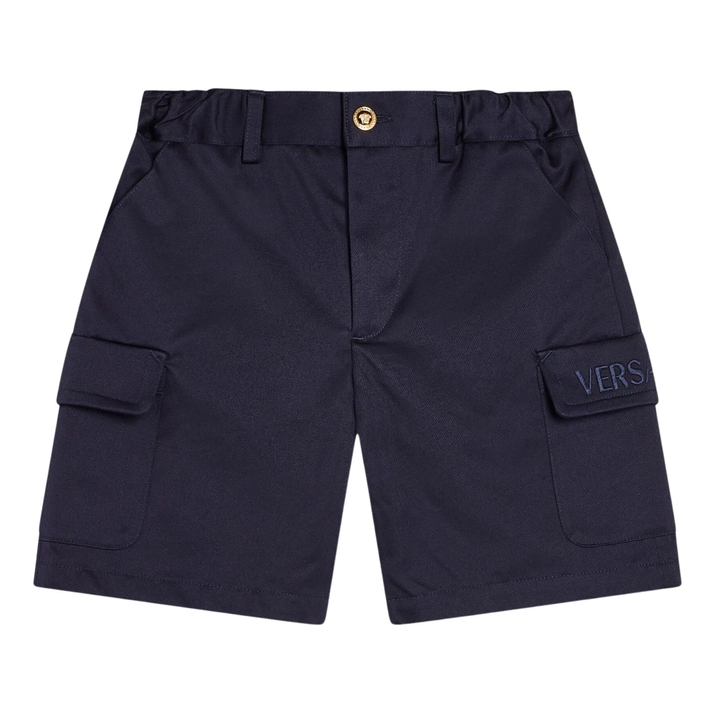 Versace Boys Blue Shorts,, Logo Cargo Shorts For Size 6 Y