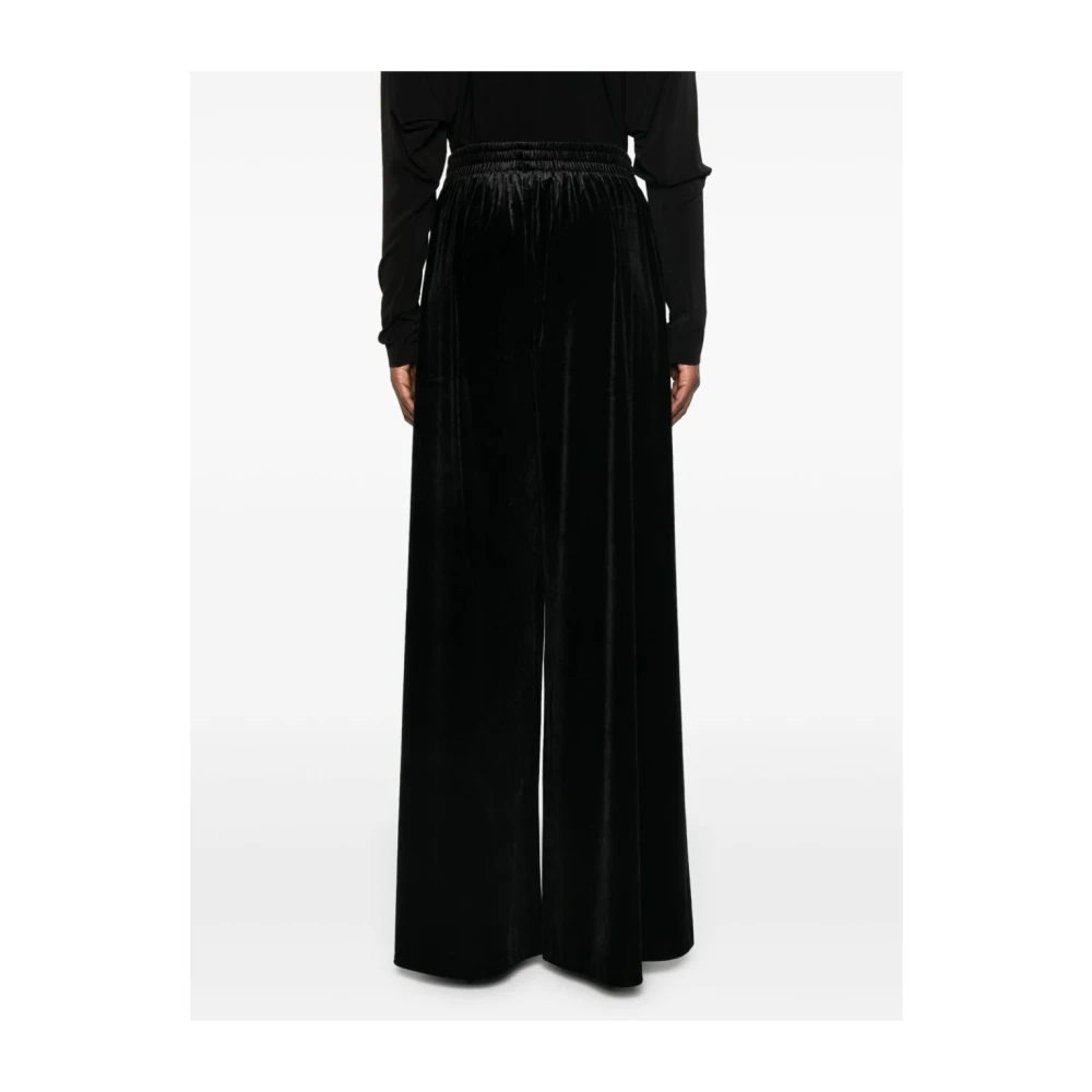 Norma Kamali Zwarte Wijde Pijp Broek met Elastische Tailleband Black Dames