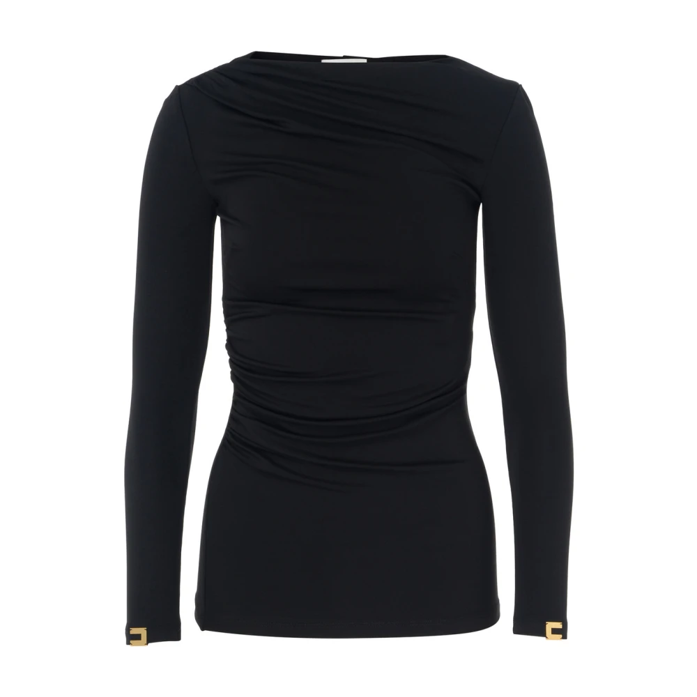 Elisabetta Franchi Zwarte Gebreide Top Black Dames