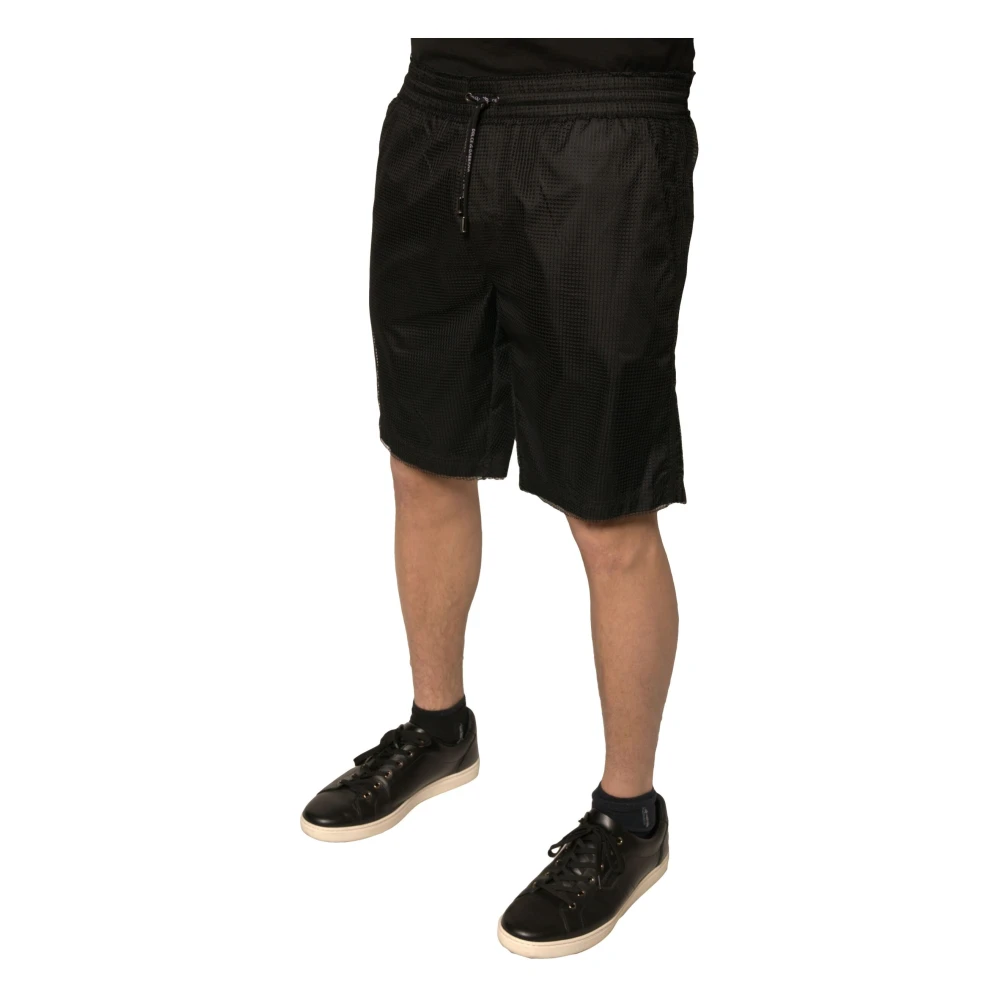 Dolce & Gabbana Zwarte Jersey Trekkoord Shorts Black Heren