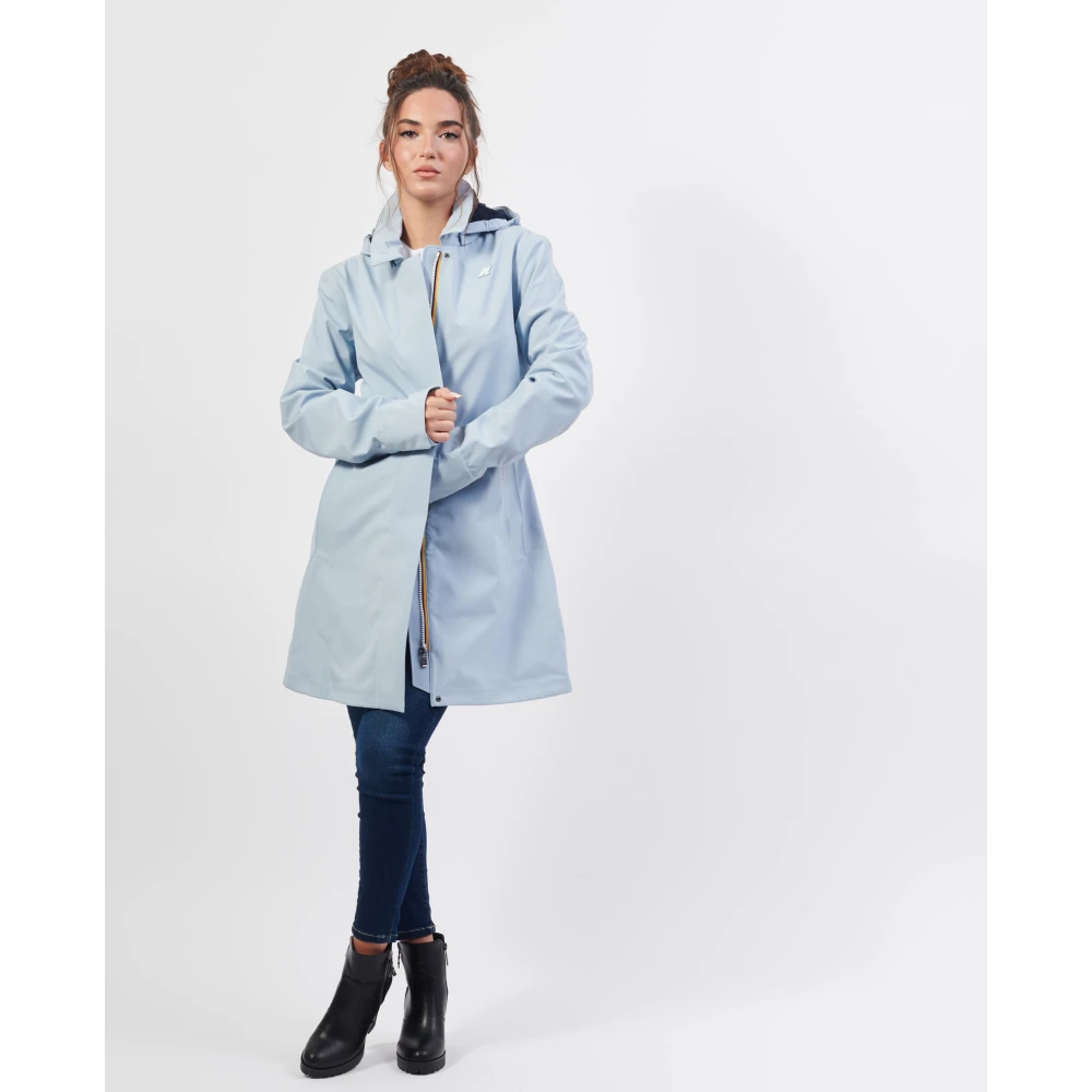 K-way Lichtblauwe Slim Fit Trenchcoat Blue Dames