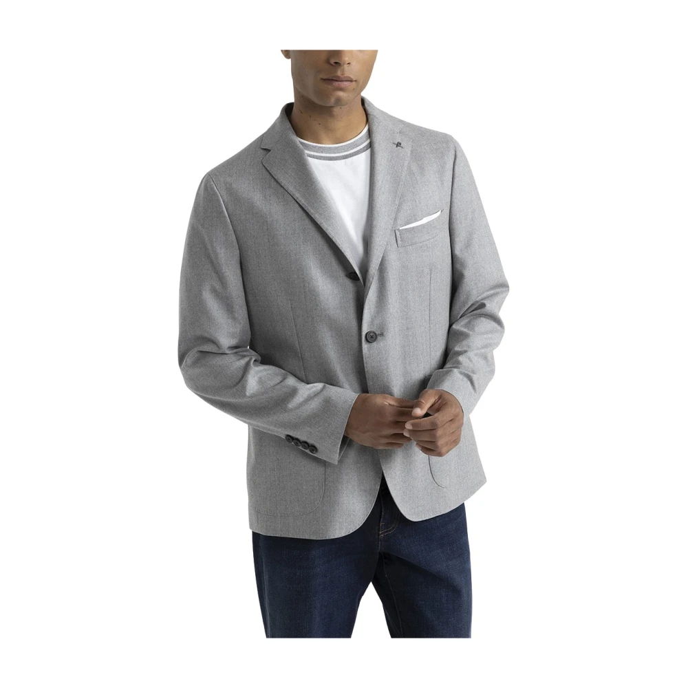PESERICO Pure nieuwe wol flanel enkelborst blazer Gray Heren
