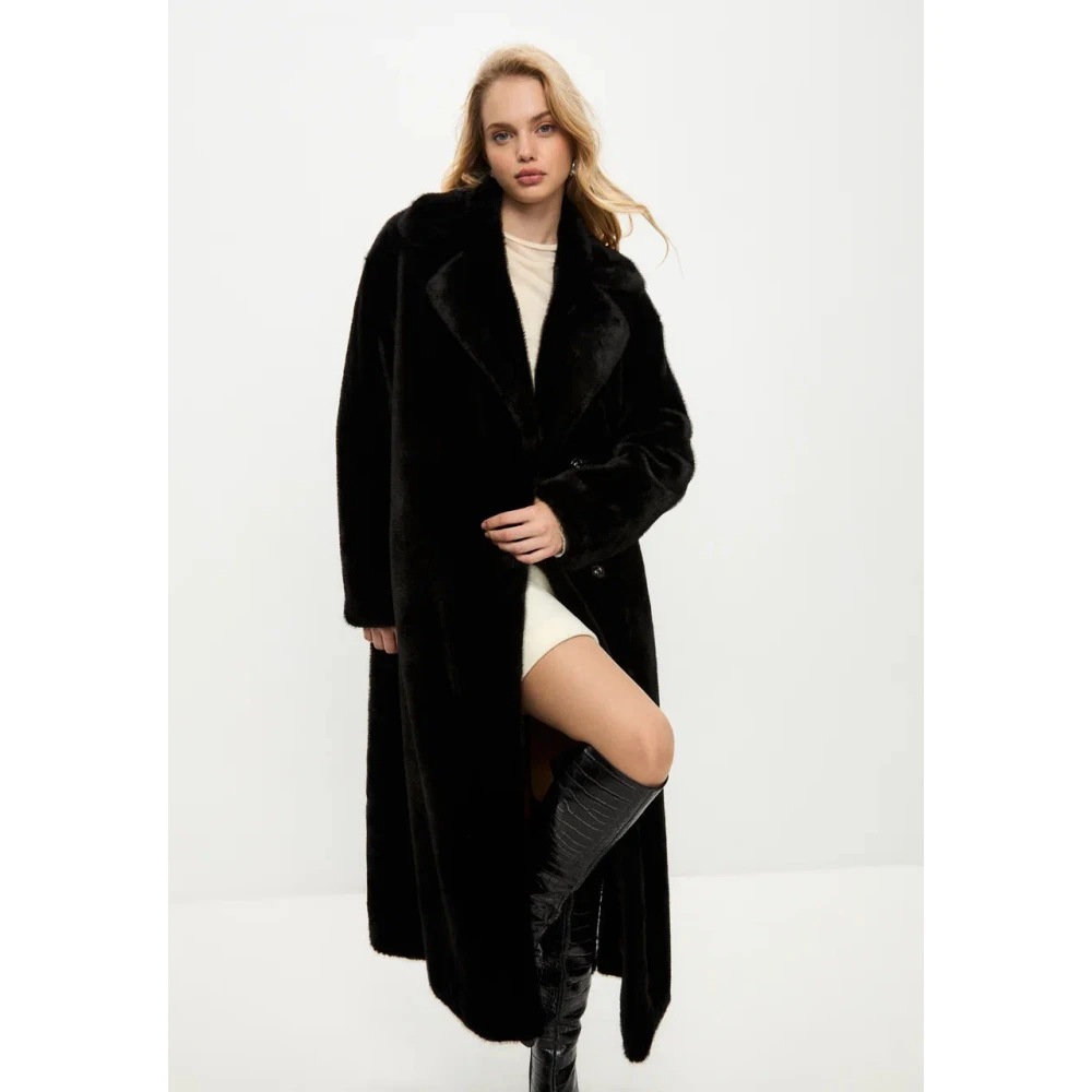 Cesare Gaspari Luxe Nep Bontjas Freya Zwart Black Dames