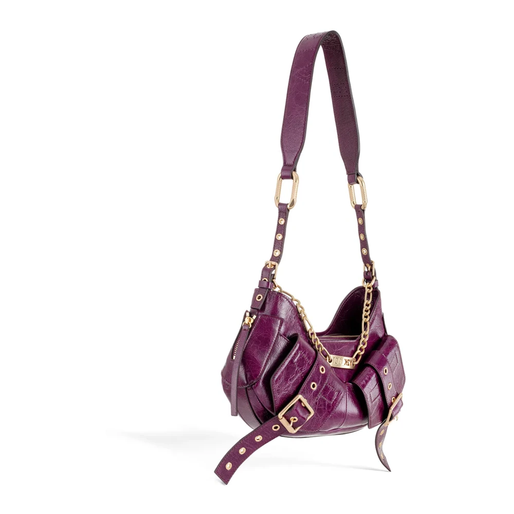Biasia Paarse Schoudertas met Strookdetail Purple Dames