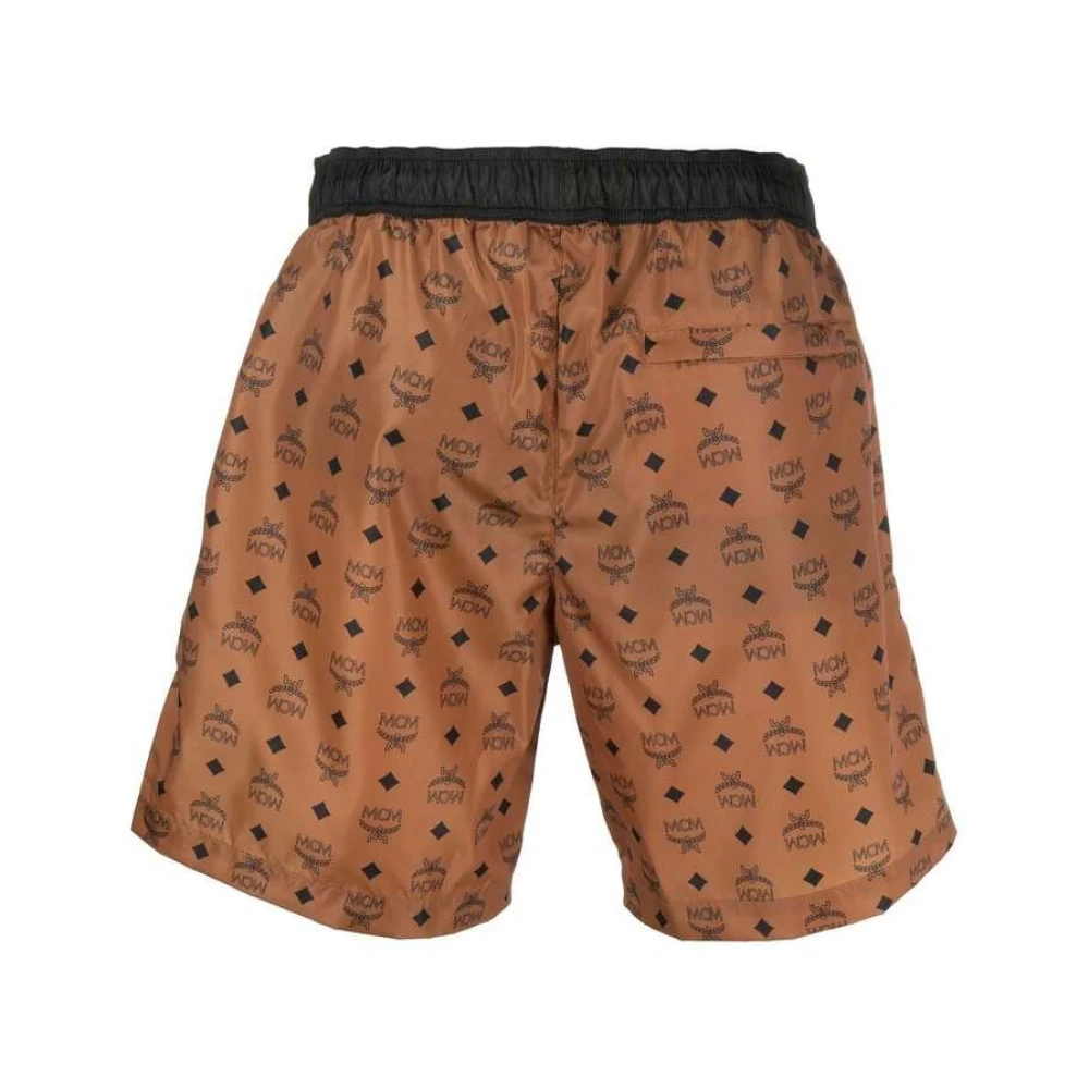 MCM Monogram Strandkleding met Trekkoord Tailleband Brown Heren